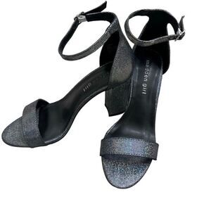 Madden Girl Bella Two-Piece Block Heel Sandals Women's Size 6 Black Strappy